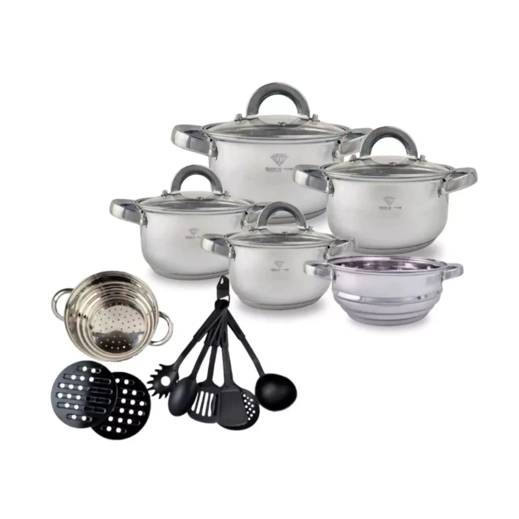 jogo de panelas 19 peças aço inox genebra indução