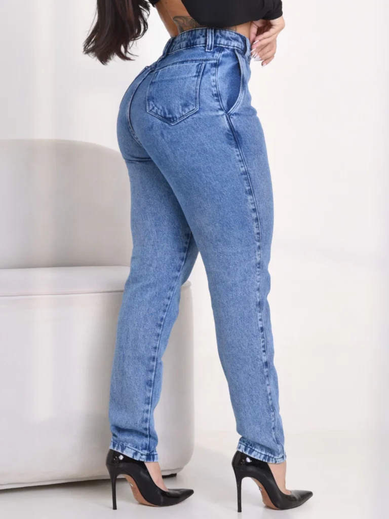 Calça Feminina Jeans MOM Premium Cintura Alta 100% Algodão