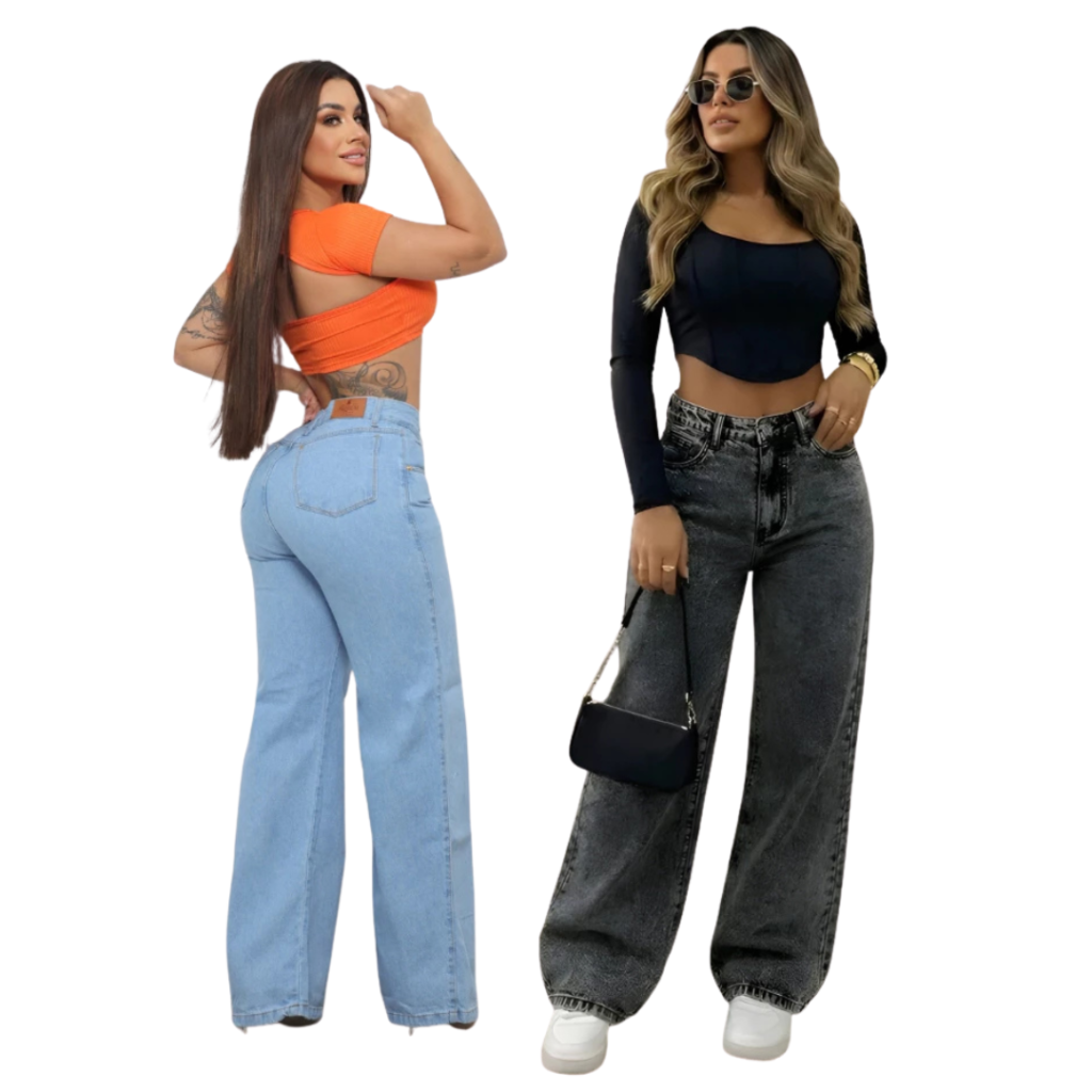 Calca Jeans Feminina Wide Leg Premi