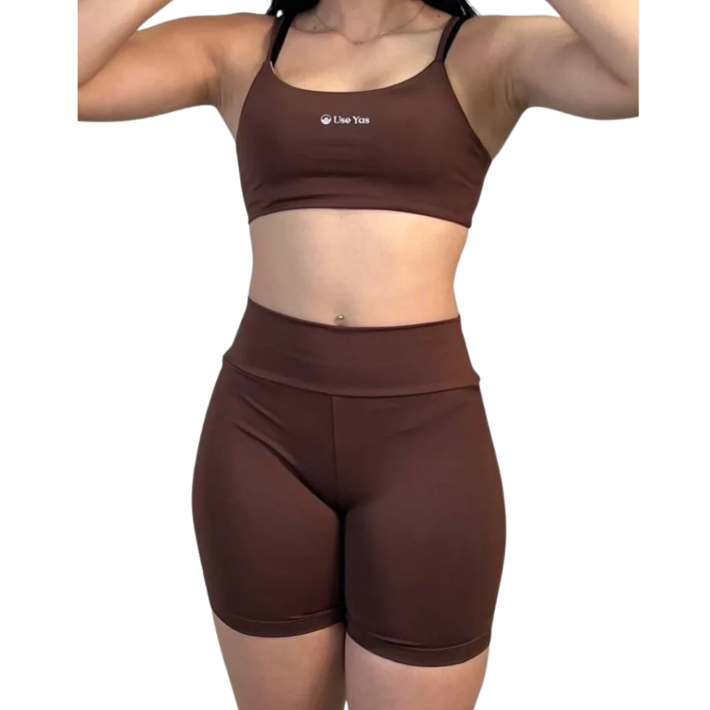 Conjunto Fitness Virginia Top Shorts Meia Coxa Cintura Alta 2