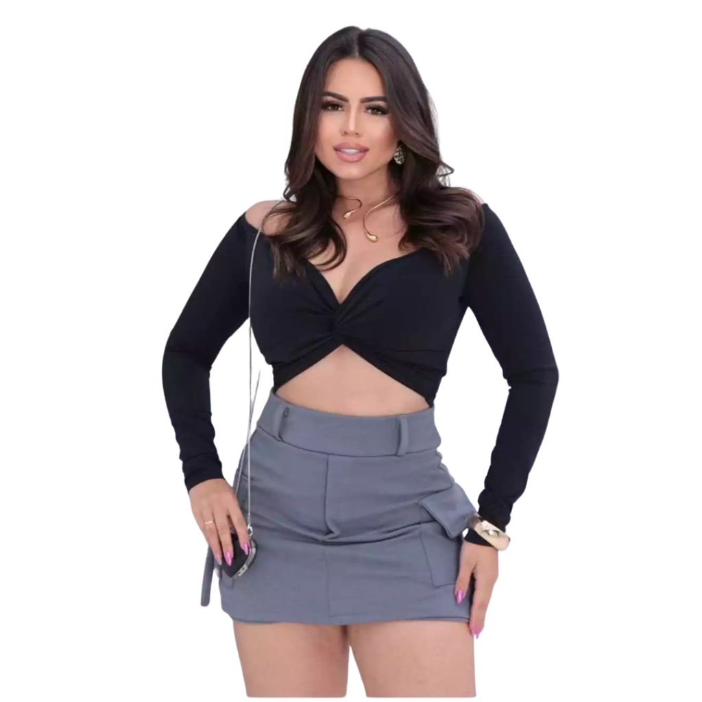 Shorts Saia Cargo Feminino 2 Bolsos Várias Cores 2