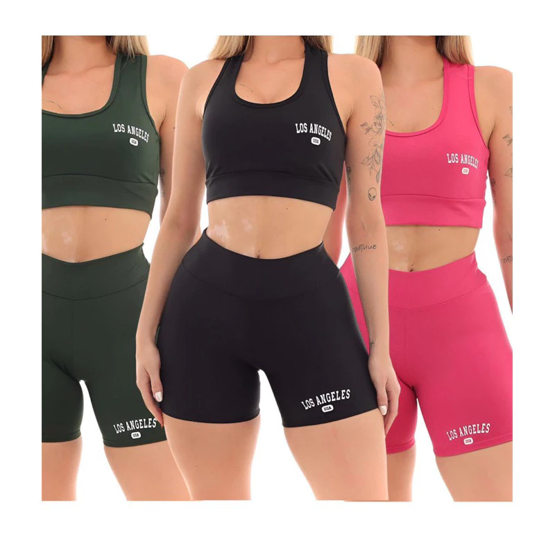 kit 3 Conjuntos Top e Shorts Feminino