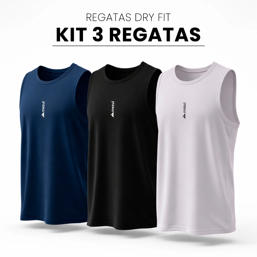 kit 3 regatas masculinas